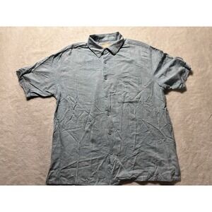 Island Republic Silk Blend Vintage Short Sleeve Button Down Shirt Mens Size L